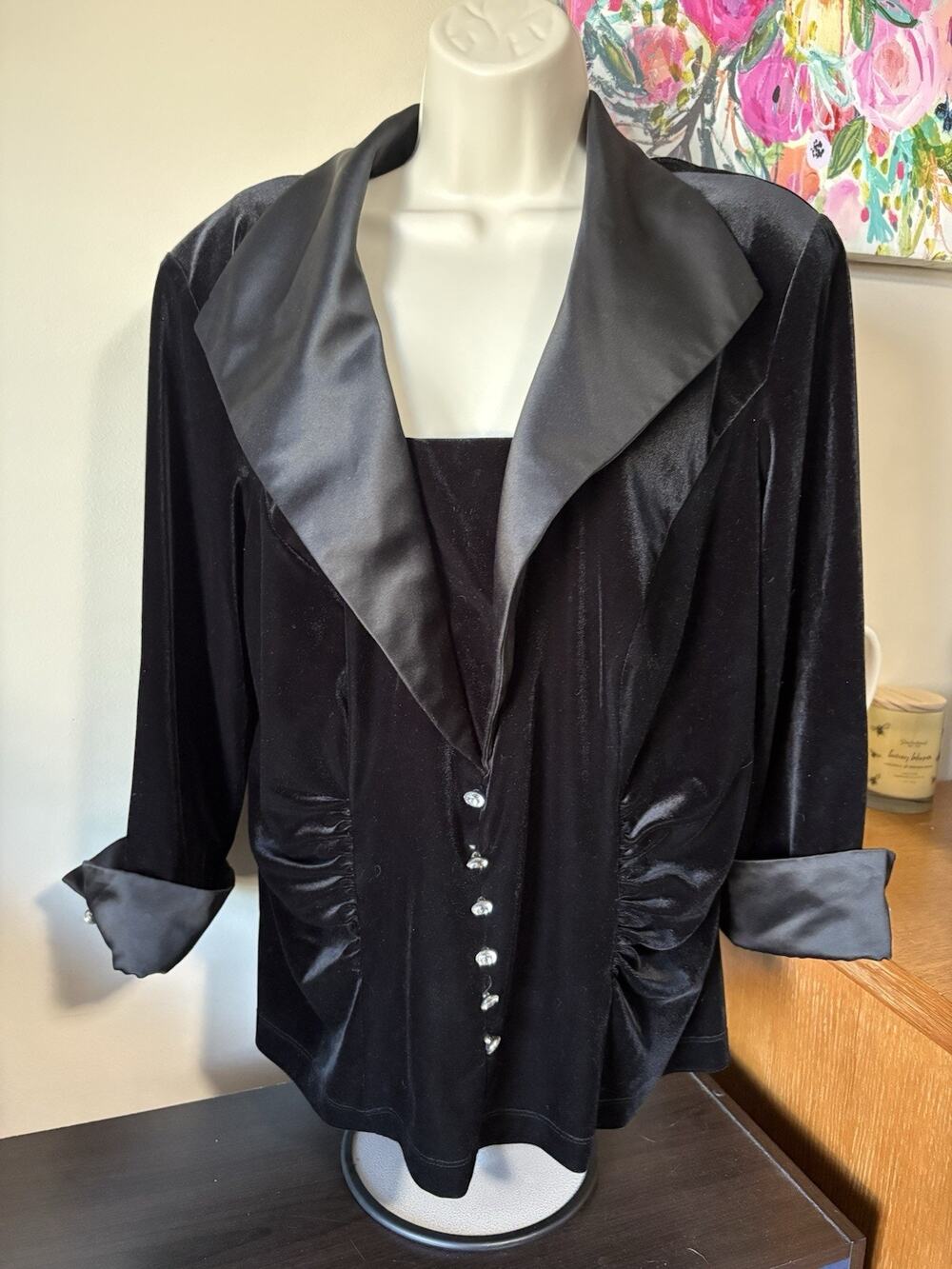J. R. Nites by Carol Lin Vintage Black Velvet Women’s Evening Jacket Size 16W